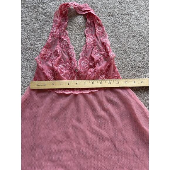 Vintage Victoria’s Secret Teddy XS bubblegum Pink Sheer Lace Babydoll Lingerie - Picture 4 of 7
